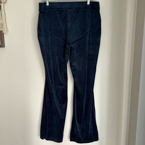 Juicy Couture Women’s velour rhinestone wide leg track pants navy blue XL EUC! - Picture 8 of 12